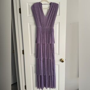 Sabina Musayev Lavender Layered Maxi Dress